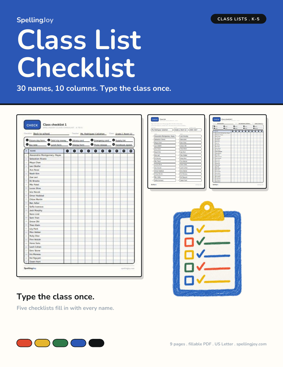 Class List Checklist: Type the Class Once cover