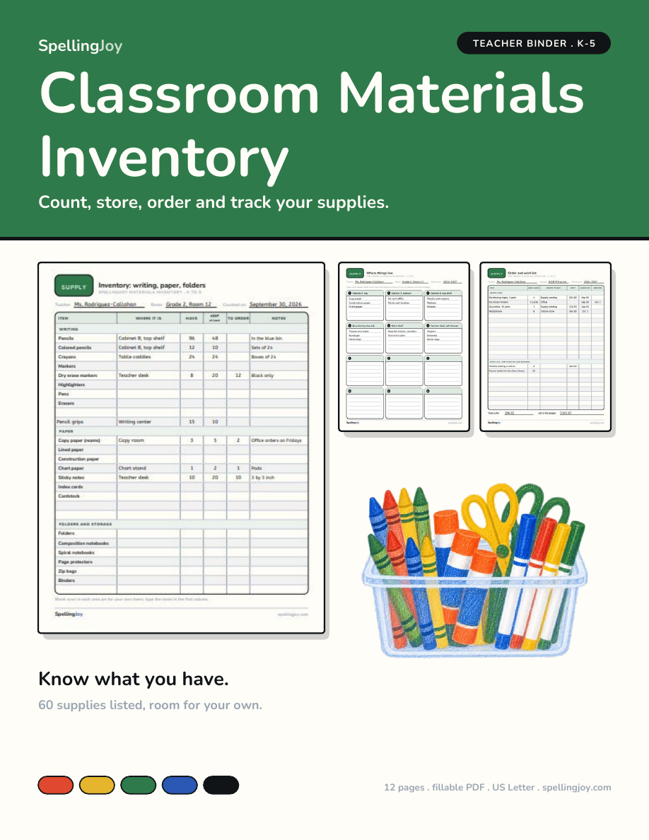 Classroom Materials Inventory cover