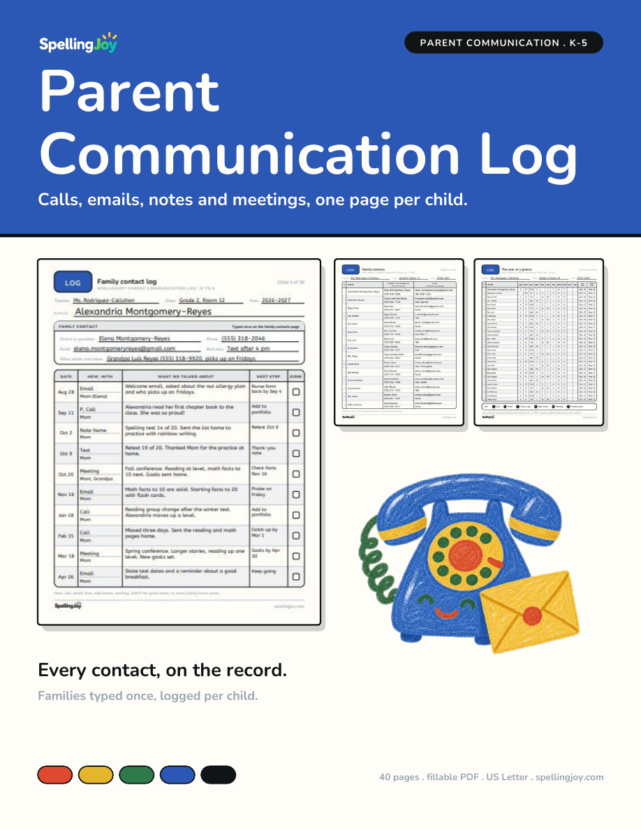 Parent Communication Log cover