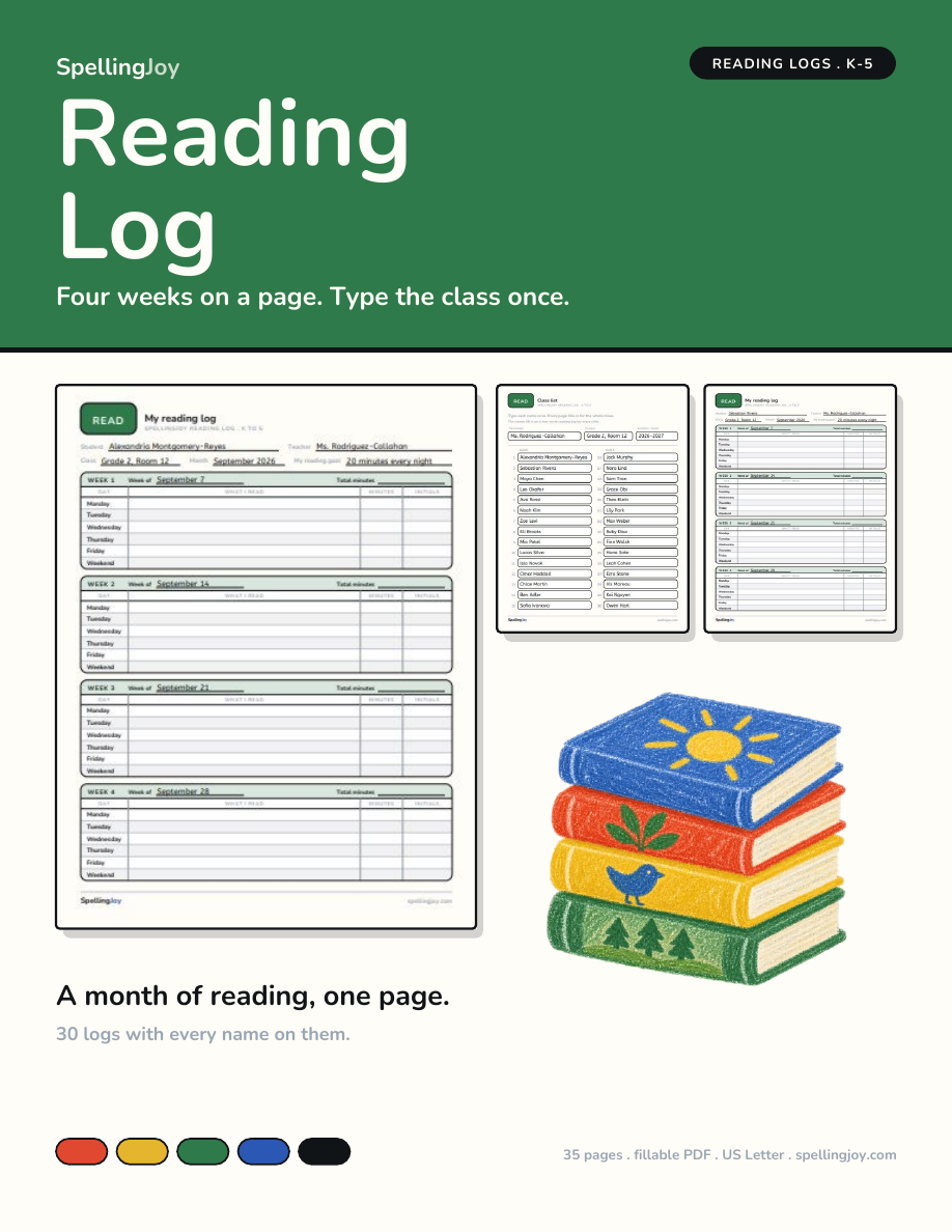 Reading Log: One for Every Child, Editable cover