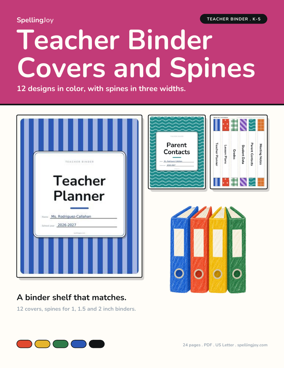 Teacher Binder Covers and Spines cover