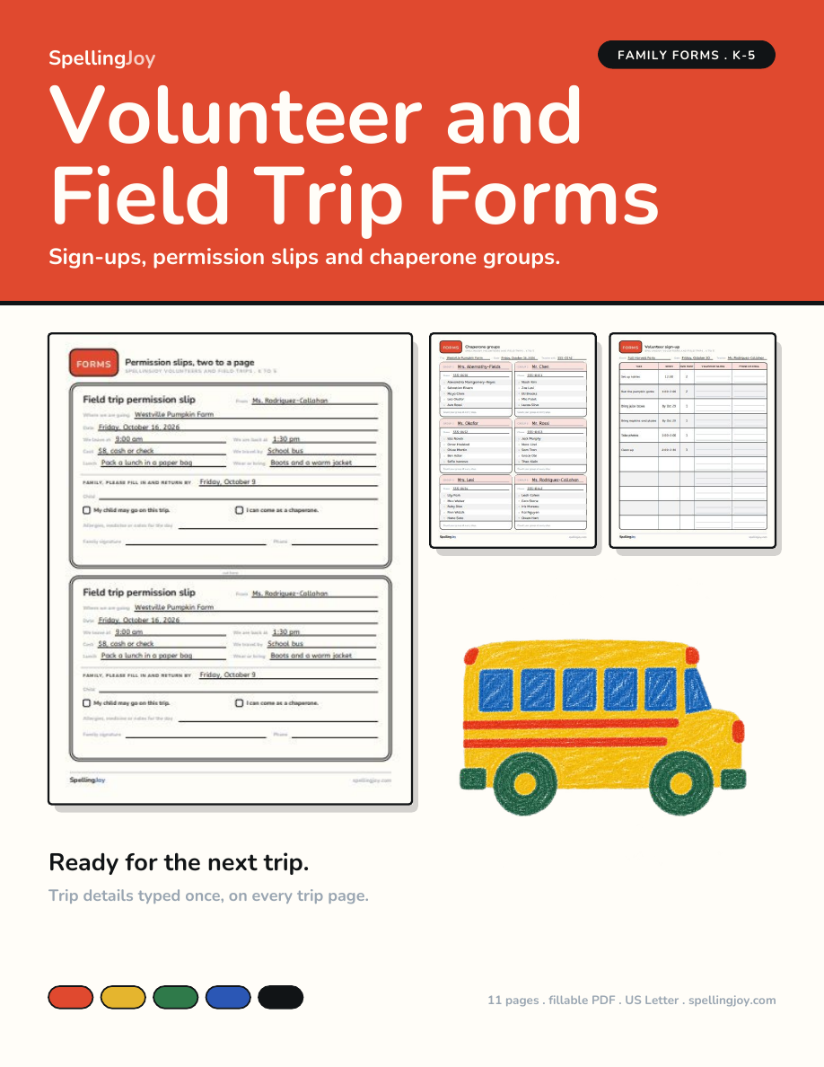 Volunteer and Field Trip Forms cover