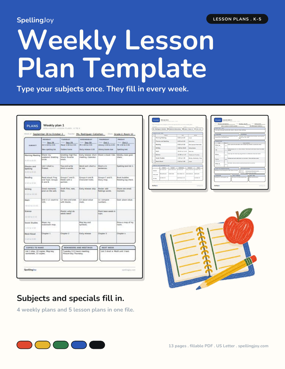 Weekly Lesson Plan Template cover