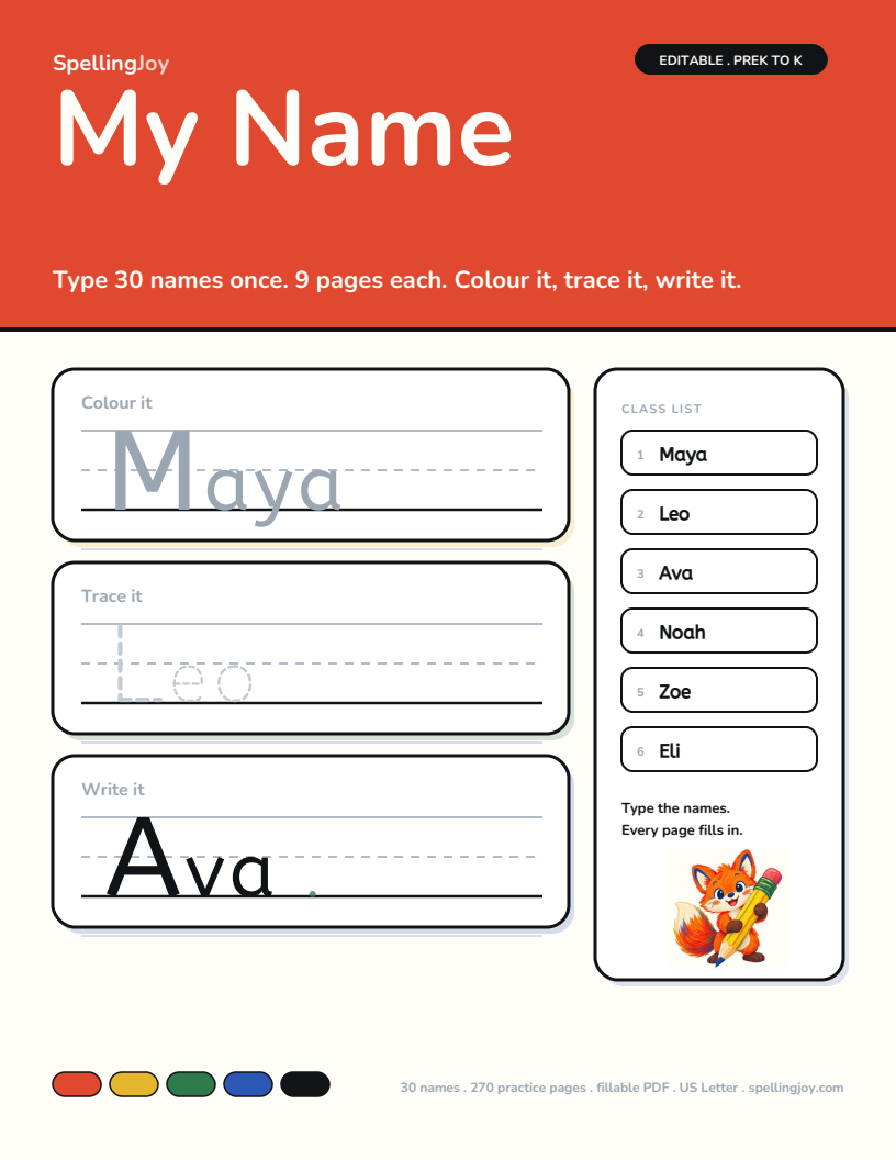 My Name: Editable Name Practice cover