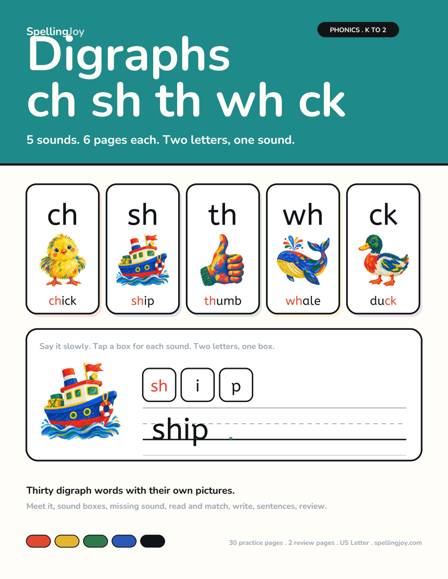 Digraphs ch sh th wh ck cover