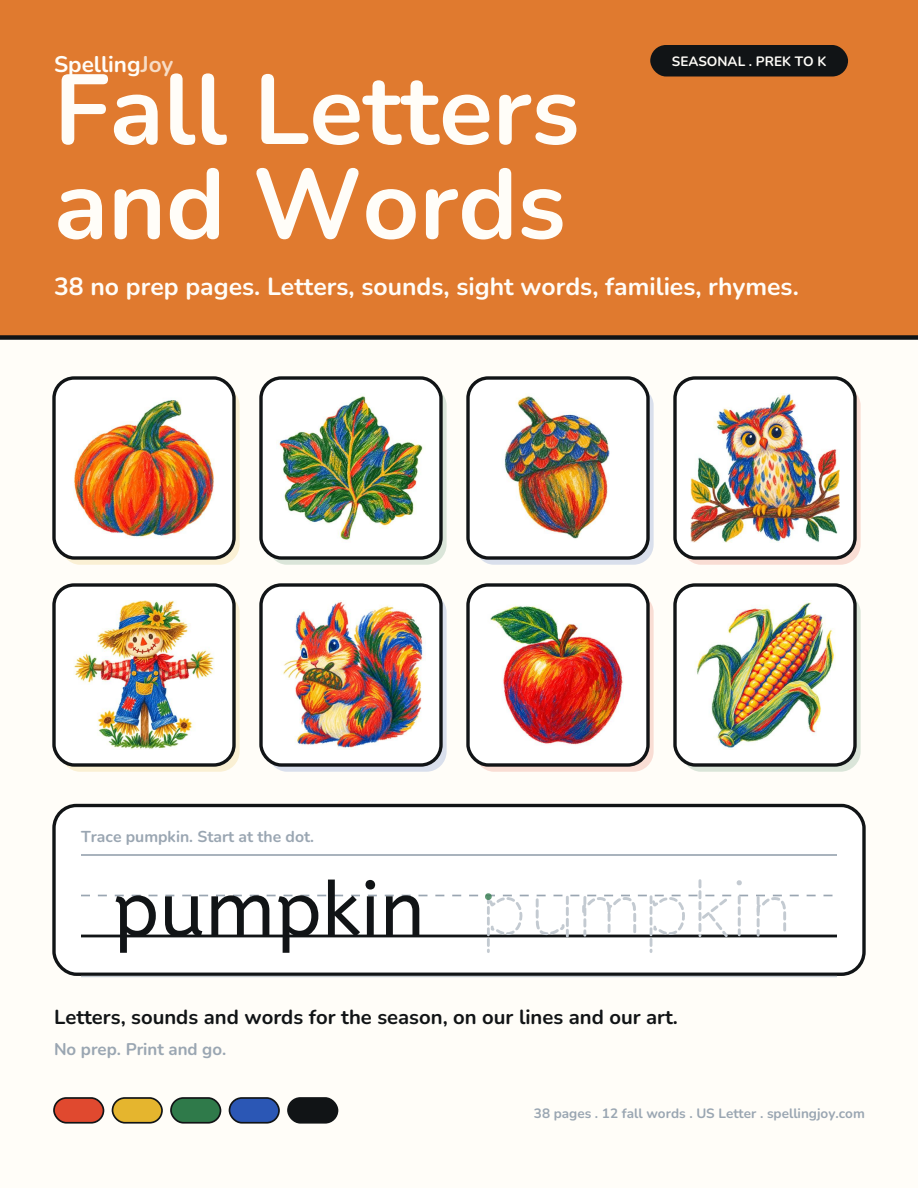 Fall Letters and Words cover