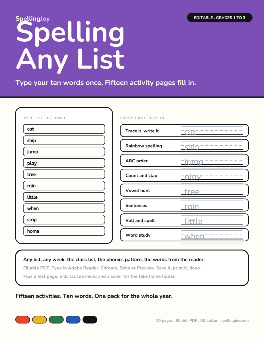 Spelling Activities for Any List cover