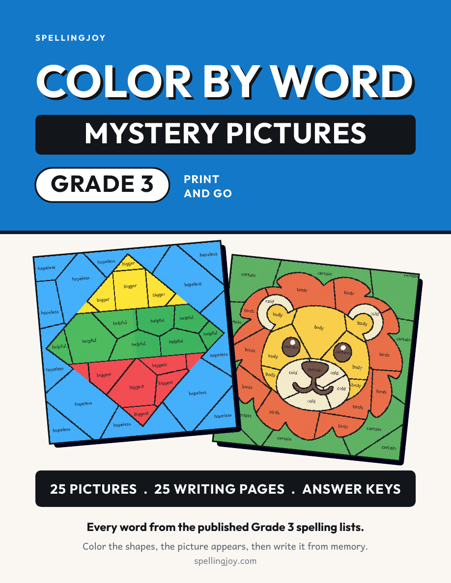 Color by Word Mystery Pictures, Grade 3 cover